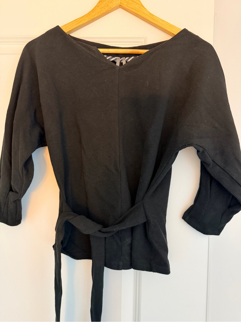 Anthropologie Black Wrap Tie Tunic Top